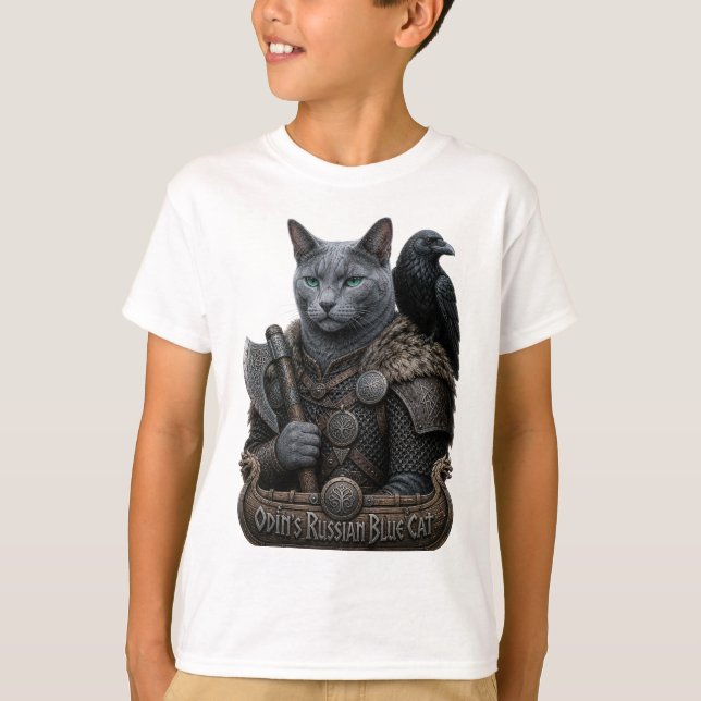 Rysk Blå Veteran Odin’s Cat T Shirt (Framsida)