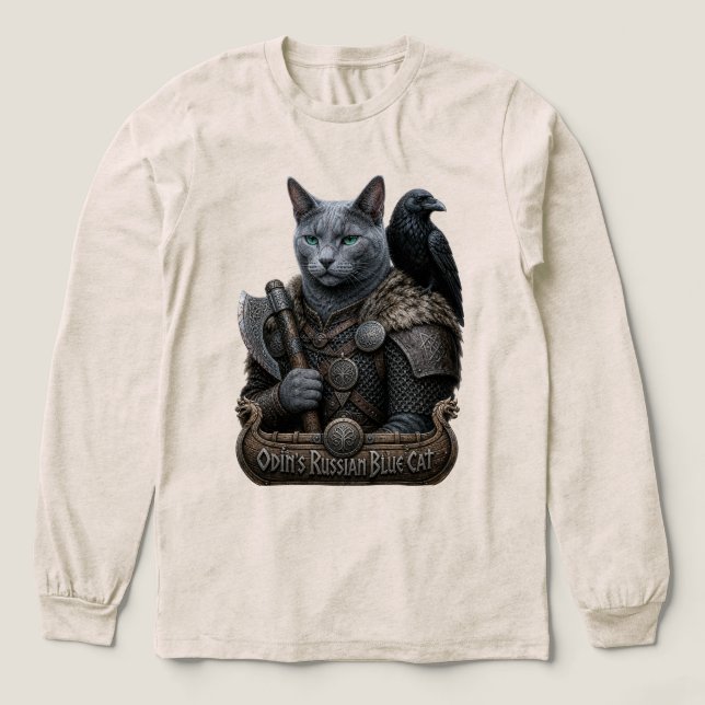 Rysk Blå Veteran Odin’s Cat T Shirt (Design framsida)