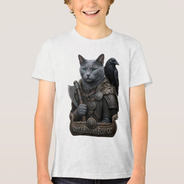 Rysk Blå Veteran Odin’s Cat T Shirt (Framsida)