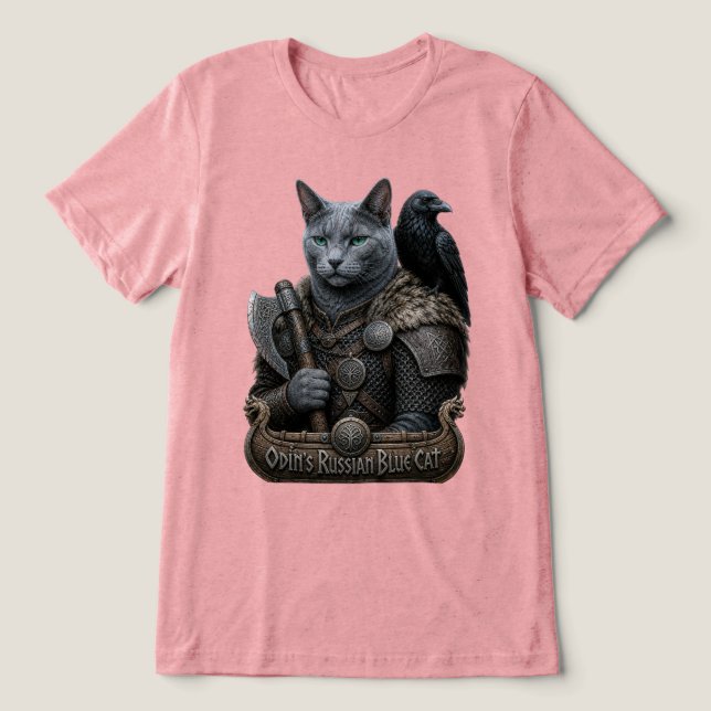 Rysk Blå Veteran Odin’s Cat T Shirt (Design Framsida)