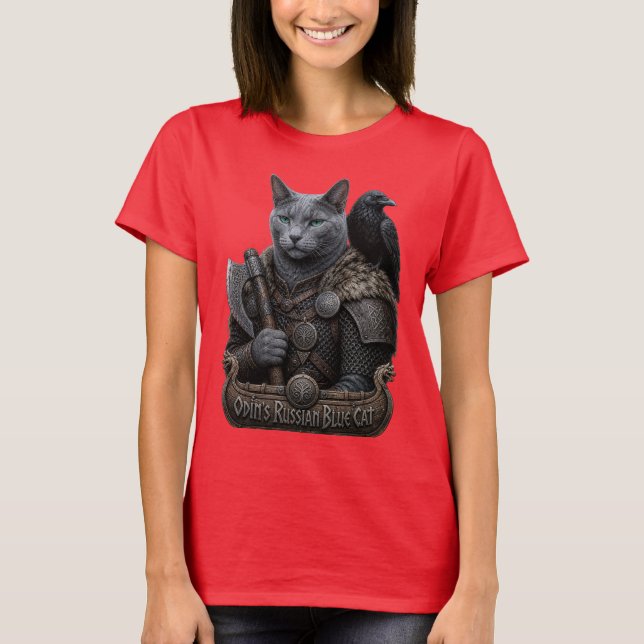 Rysk Blå Veteran Odin’s Cat T Shirt (Framsida)