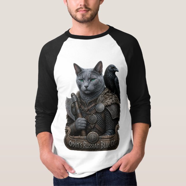 Rysk Blå Veteran Odin’s Cat T Shirt (Framsida)