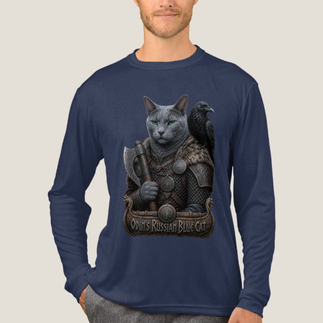 Rysk Blå Veteran Odin’s Cat T Shirt (Framsida)