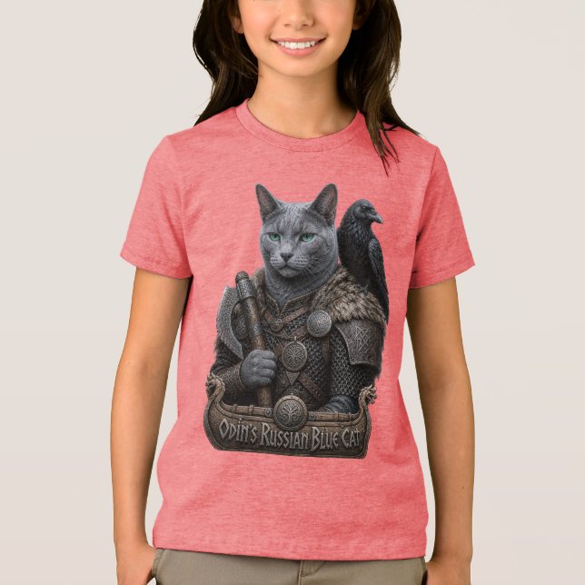 Rysk Blå Veteran Odin’s Cat T Shirt (Framsida)