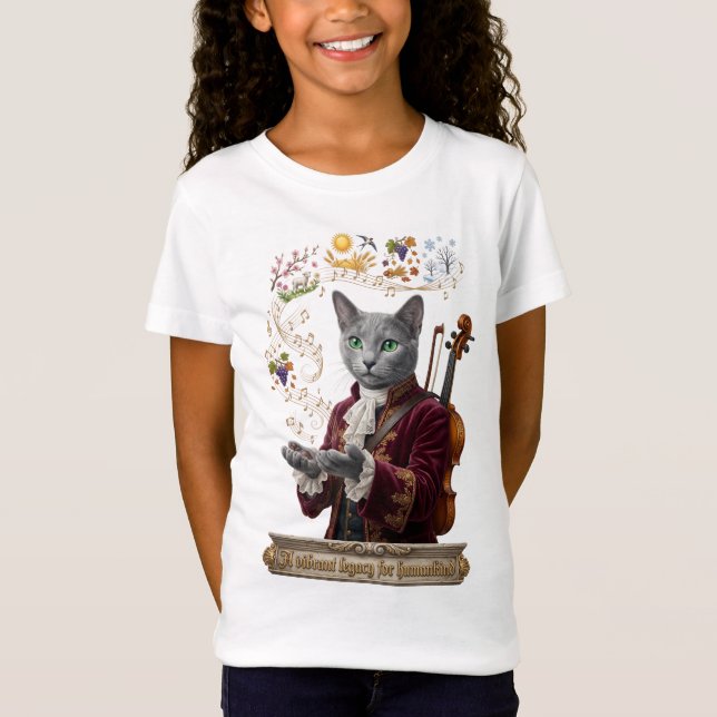 Rysk Blå Vivaldi Katt: Ett Levande Arv T Shirt (Framsida)