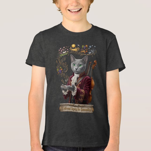 Rysk Blå Vivaldi Katt: Ett Levande Arv T Shirt (Framsida)