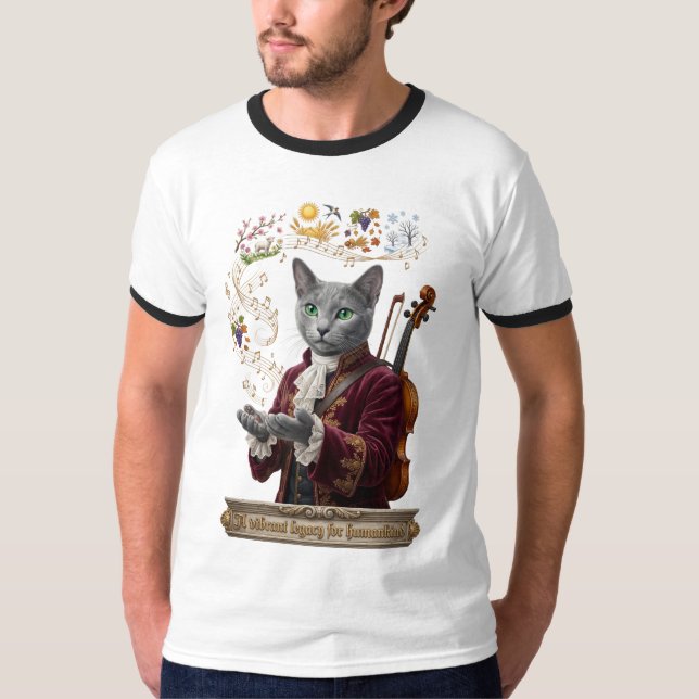 Rysk Blå Vivaldi Katt: Ett Levande Arv T Shirt (Framsida)