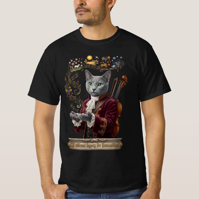 Rysk Blå Vivaldi Katt: Ett Levande Arv T Shirt (Framsida)
