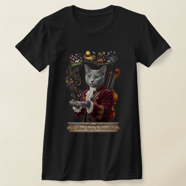 Rysk Blå Vivaldi Katt: Ett Levande Arv T Shirt (Laydown)
