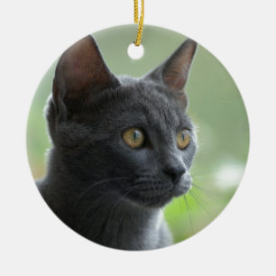 Rysk blåttkatt julgransprydnad keramik