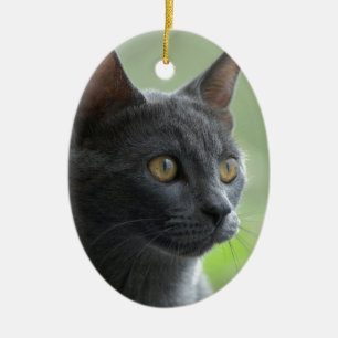 Rysk blåttkatt julgransprydnad keramik