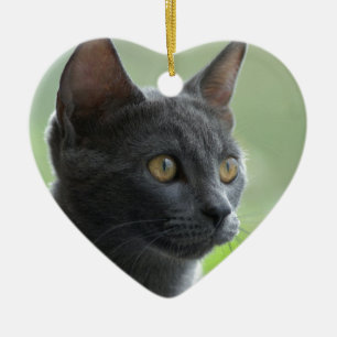 Rysk blåttkatt julgransprydnad keramik