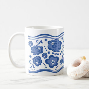 Rysk blom- Gzhel stil Kaffemugg
