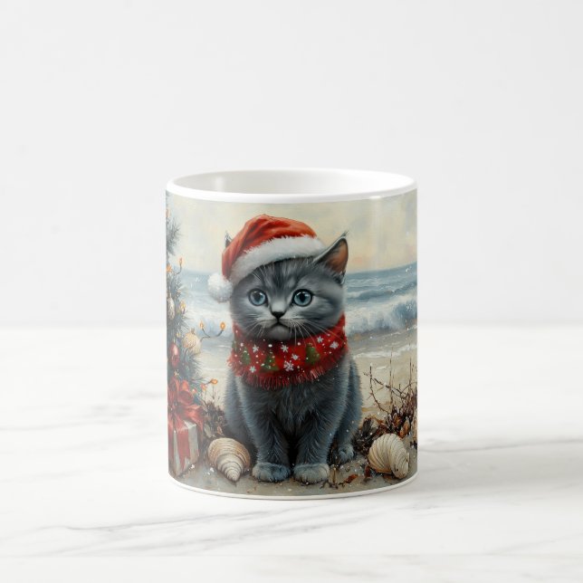 Rysk Blue Cat-Vintage - Beach Kaffemugg (Center)