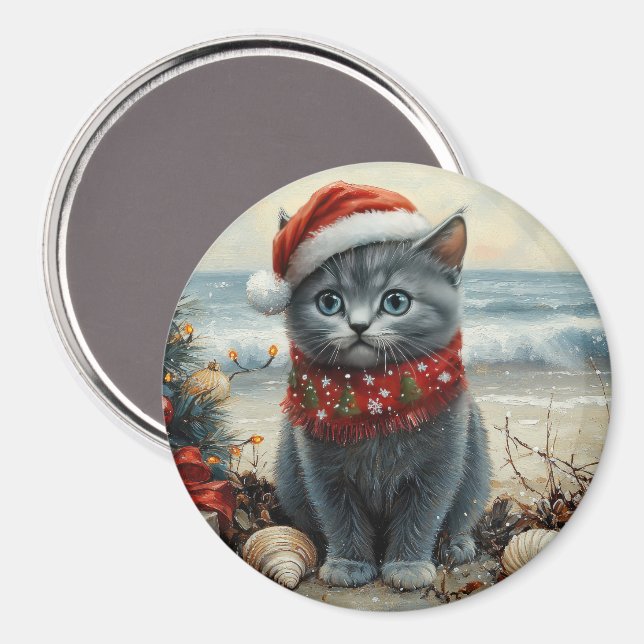 Rysk Blue Cat-Vintage - Beach Magnet (Front/Back)