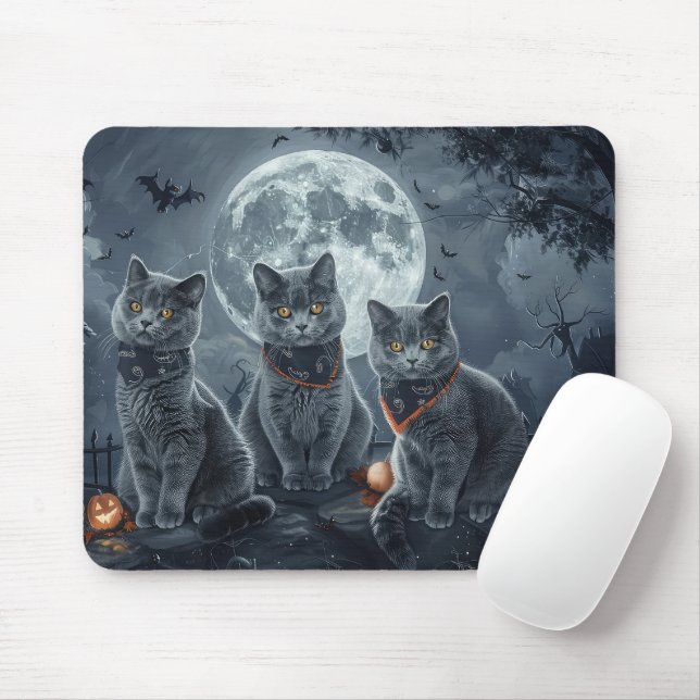 Rysk Blue Cats Halloween-taloky Musmatta (Med mus)