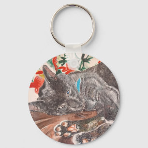 Rysk Blue grått cat English shorthair cat Nyckelring