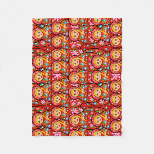 Rysk bygga bodocka - Matryoshka Fleecefilt (Framsidan)