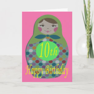 Rysk Docka Glad 10-årsdag Kort