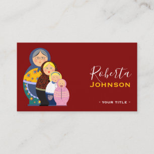 Rysk Docka Matryoshka Modedesigner Stylist Visitkort