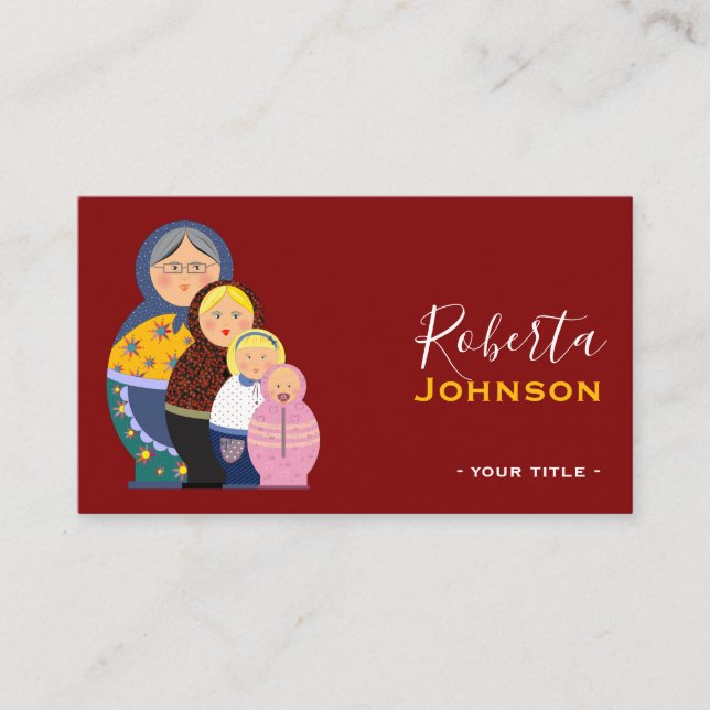 Rysk Docka Matryoshka Modedesigner Stylist Visitkort (Framsida)