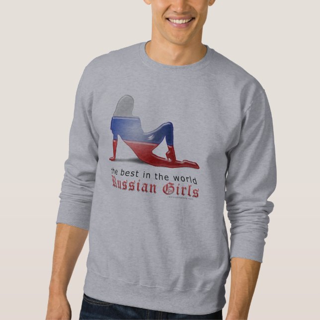 Rysk flickaSilhouetteflagga Sweatshirt (Framsida)