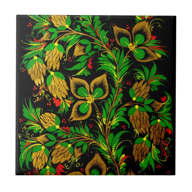 Rysk folk konst belägger med tegel kakelplatta (Framsidan)