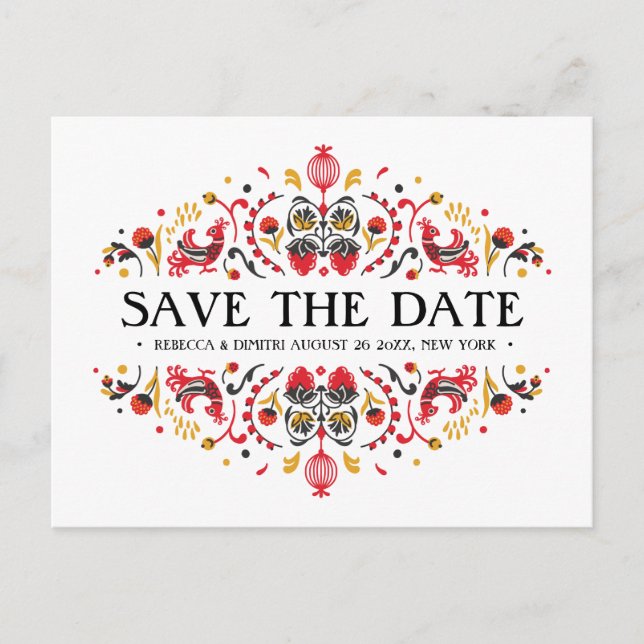 Rysk folkart Khokhloma Bröllop Meddelande Vykort (Framsida)