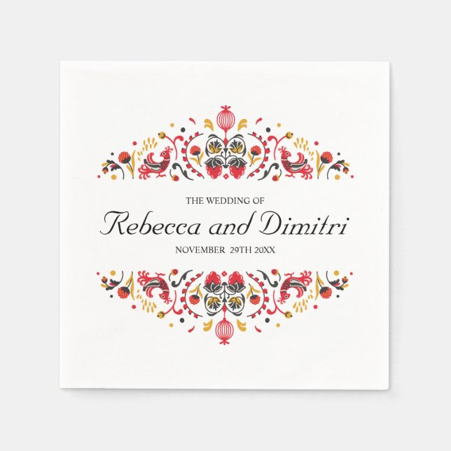 Rysk folkart Khokhloma Elegant bröllop Pappersservett (Framsidan)