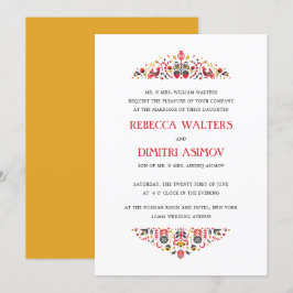 Rysk folkart Khokhloma Flower Formal Bröllop Inbjudningar