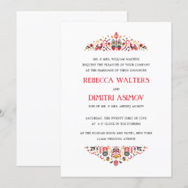 Rysk folkart Khokhloma Flower Formal Bröllop Inbjudningar