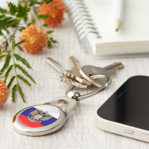 Rysk glansig flagga ovalt silverfärgad nyckelring