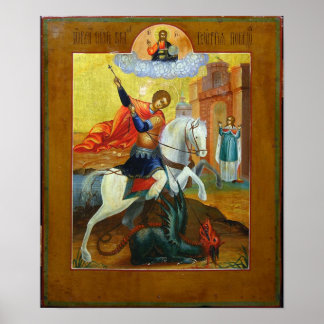 Rysk ikon av St. George och Dragon Poster