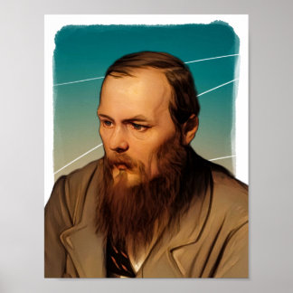 Rysk illustration av Novelist Fyodor Dostoevsky Poster