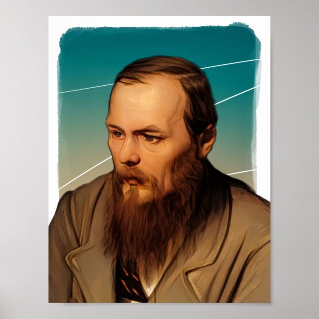 Rysk illustration av Novelist Fyodor Dostoevsky Poster (Framsidan)
