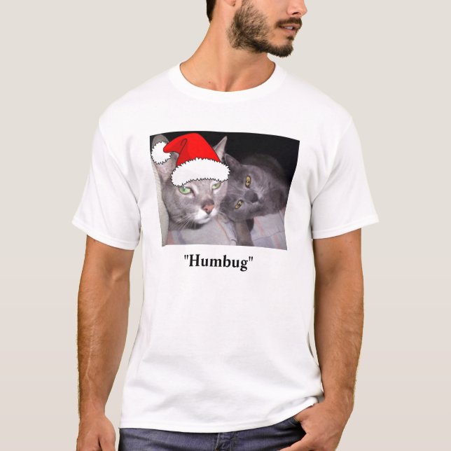 Rysk julblått katt t shirt (Framsida)