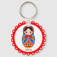 Rysk Matryoshka, nitande Babushka Doll Keychain