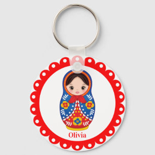 Rysk Matryoshka, nitande Babushka Doll Keychain Nyckelring