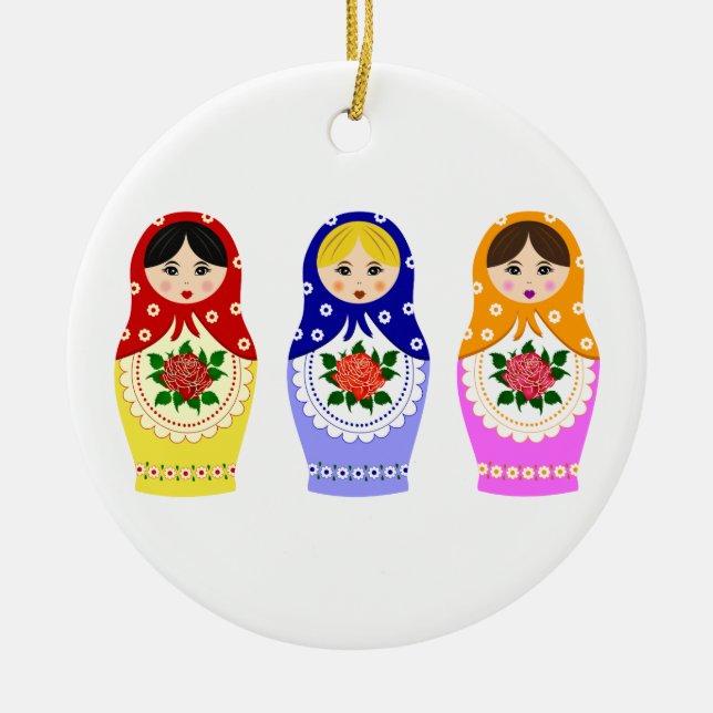 Rysk matryoshka som bygga bo dockor julgransprydnad keramik (Framsidan)