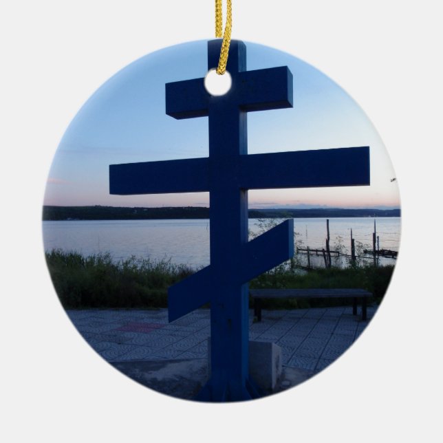 Rysk-ortodox kors julgransprydnad keramik (Framsidan)