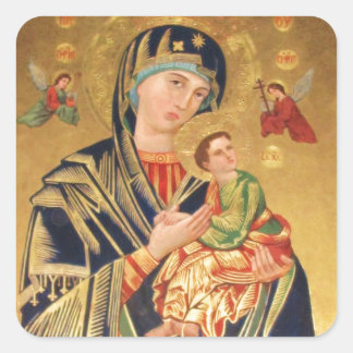 Rysk-ortodoxa Icon - Virgin Mary och baby Jesus Fyrkantigt Klistermärke