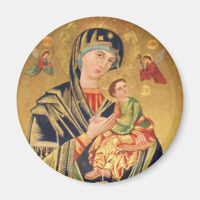 Rysk-ortodoxa Icon - Virgin Mary och baby Jesus Magnet (Framsidan)