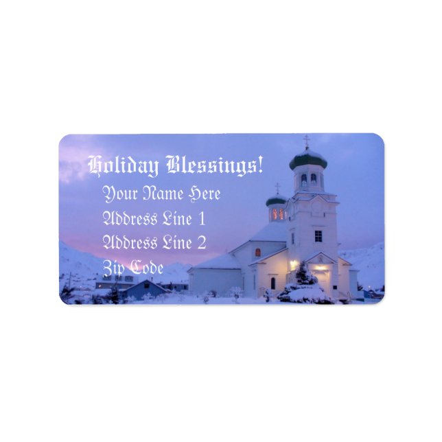 Rysk-ortodoxa kyrka vid jultid adressetikett (Framsidan)