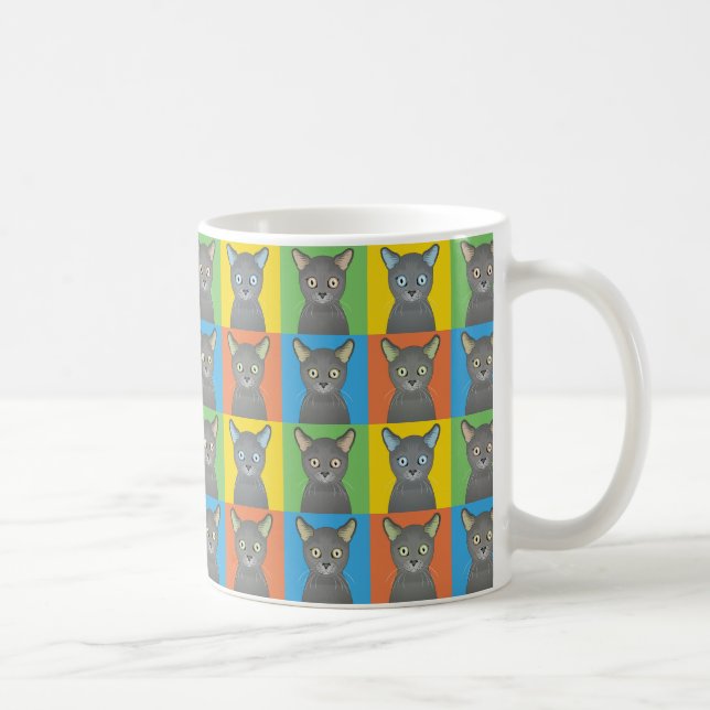 Rysk Pop-Konst för blåttkatttecknad Kaffemugg (Höger)