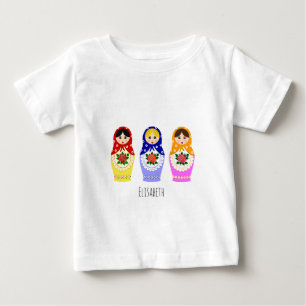 Rysk skjorta för bebis för matryoshkadockanamn t-shirt