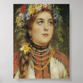 Rysk skönhet i sommargarlands Poster