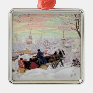 Rysk Sleighritt Julgransprydnad Metall