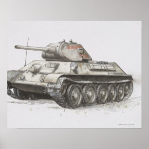 Rysk tank för armé T-34, sidosikt Poster