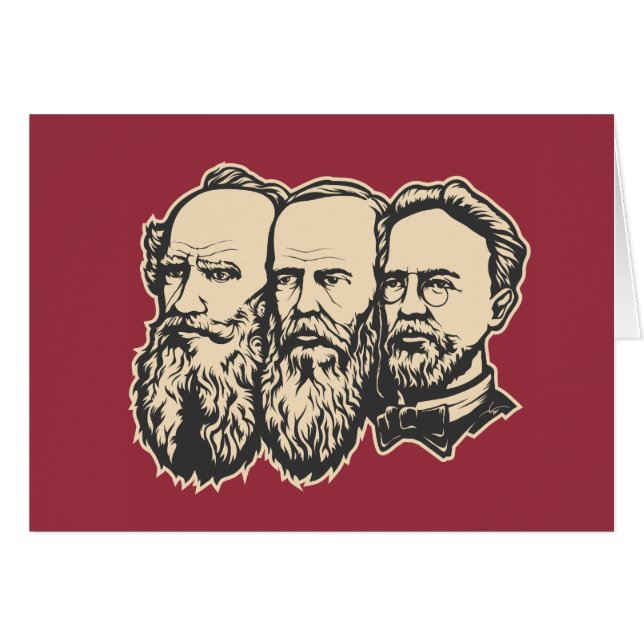 Rysk trojka: Tolstoy Dostoevsky, Chekhov Hälsningskort (Framsidan Horizontal)