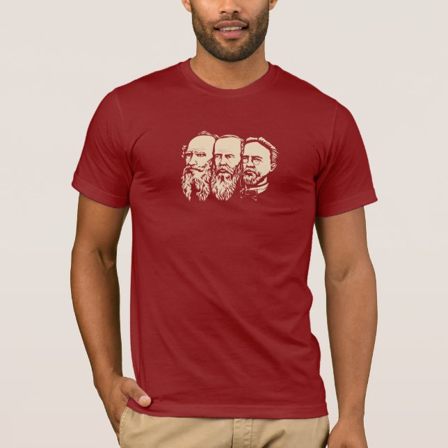 Rysk trojka: Tolstoy Dostoevsky, Chekhov T-shirt (Framsida)